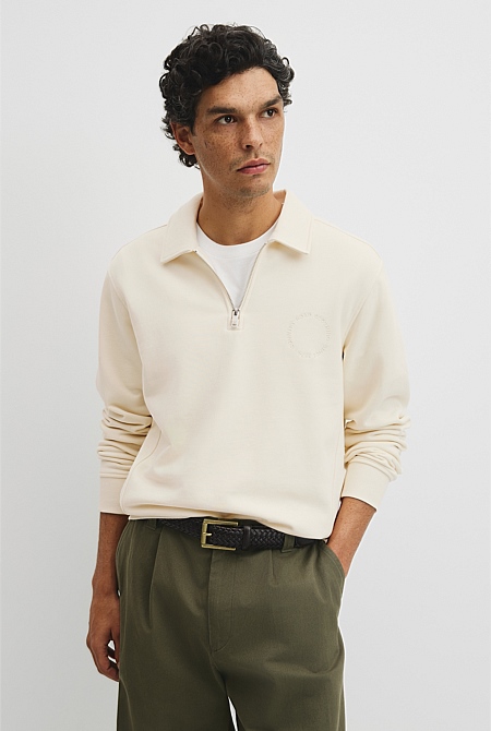 Australian Cotton Long Sleeve Folded Collar Sweat