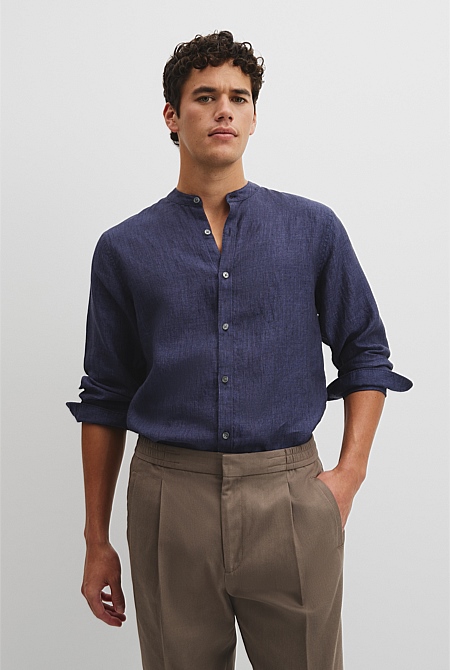 Regular Fit Delave Linen Standard Collar Shirt