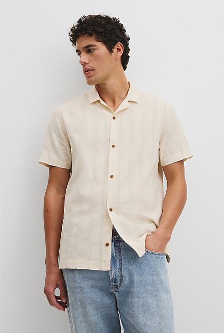 Regular Fit Short Sleeve Textured Stripe Shirt