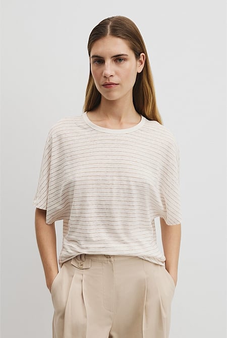 Stripe Linen Dolman T-Shirt