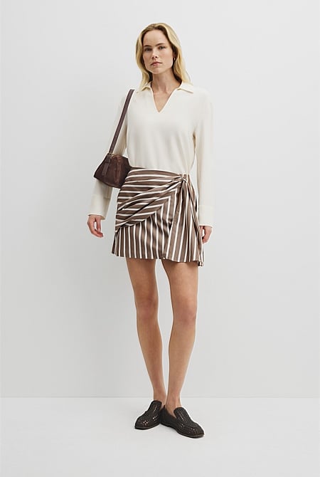 Stripe Bow Drape Skirt