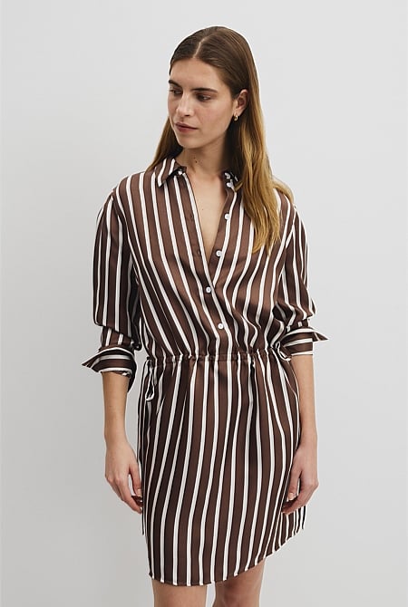 Stripe Gather Mini Dress