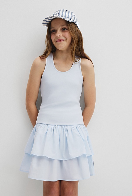 Teen Australian Cotton Blend Sleeveless Knit Woven Dress