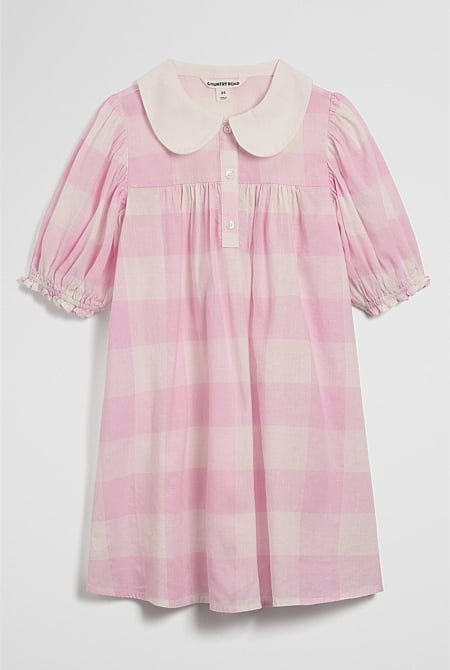 Short Sleeve Gingham Collar Dress