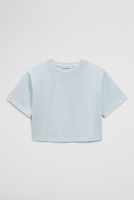 Australian Cotton Short Sleeve Crop Boxy T-Shirt