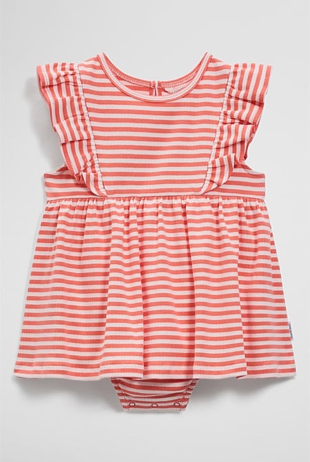 Australian Cotton Blend Sleeveless Rib Romper Dress