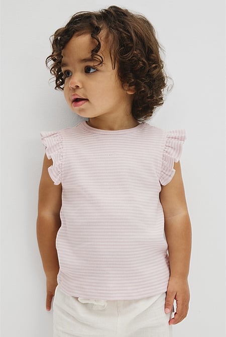 Australian Cotton Blend Short Sleeve Stripe Rib T-Shirt