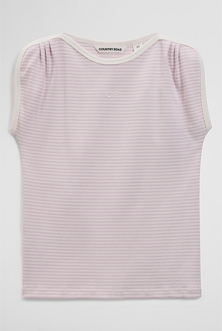 Australian Cotton Short Sleeve Stripe Rib T-Shirt