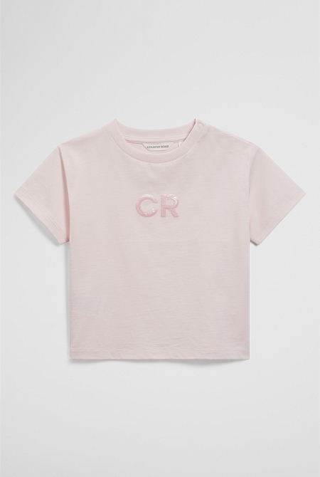 Australian Cotton Short Sleeve Sequin Logo T-Shirt