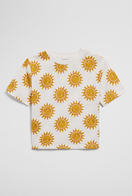 Organically Grown Cotton Short Sleeve Relaxed Sun Print T-Shirt