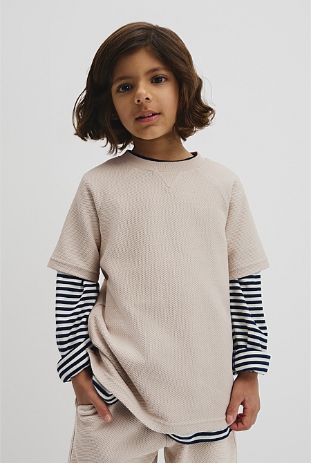 Organically Grown Cotton Relaxed Waffle Short Sleeve T-Shirt