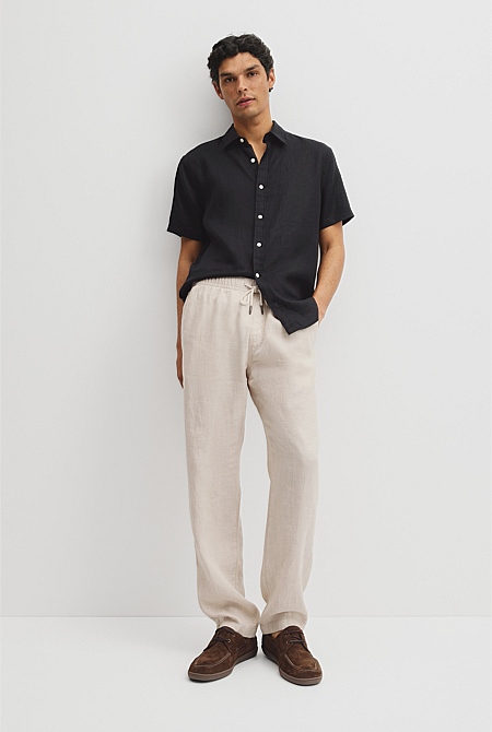 Relaxed Fit Linen Drawcord Pant