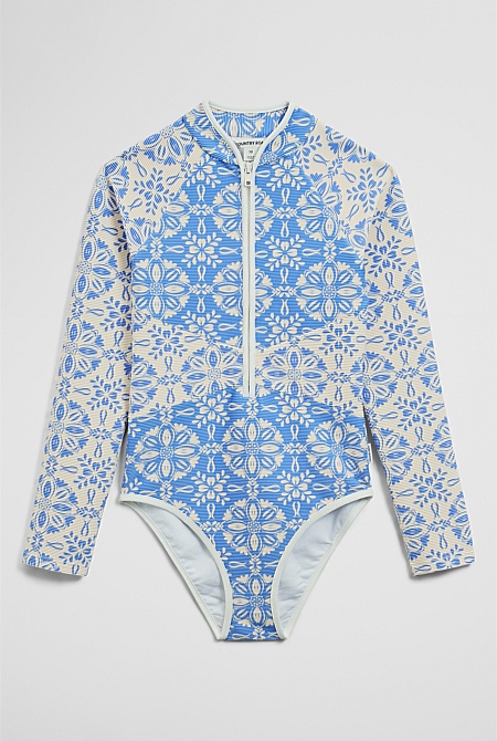 Teen Long Sleeve Floral Swimsuit