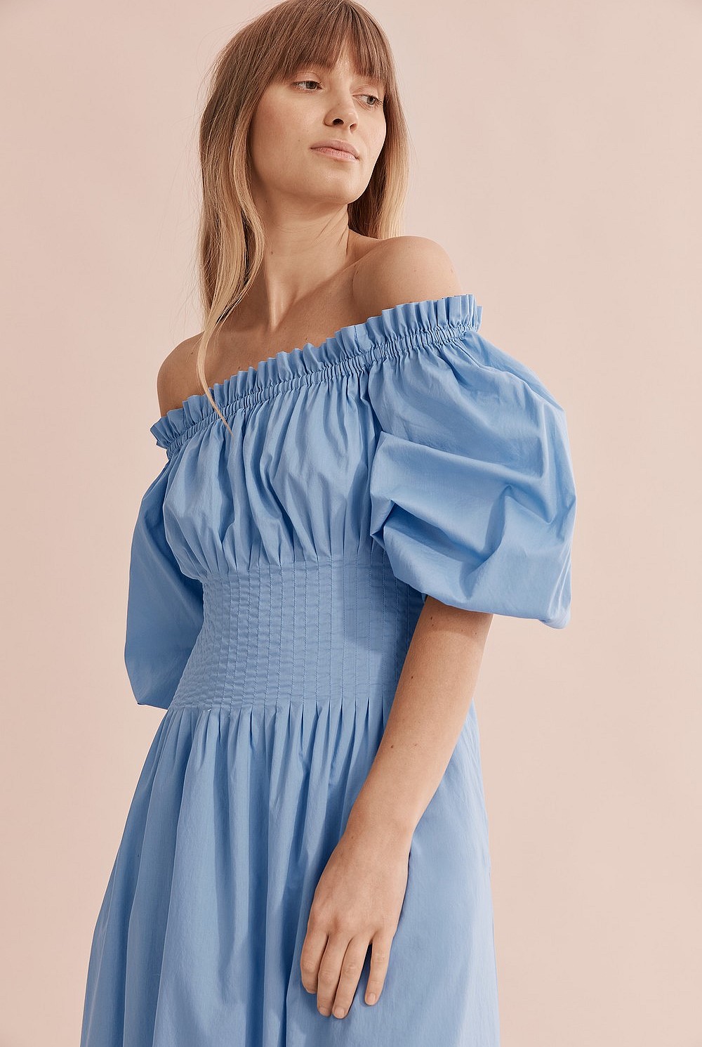 Off Shoulder Tuck Dress