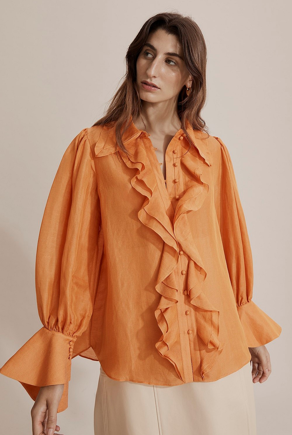 Ruffle Placket Blouse