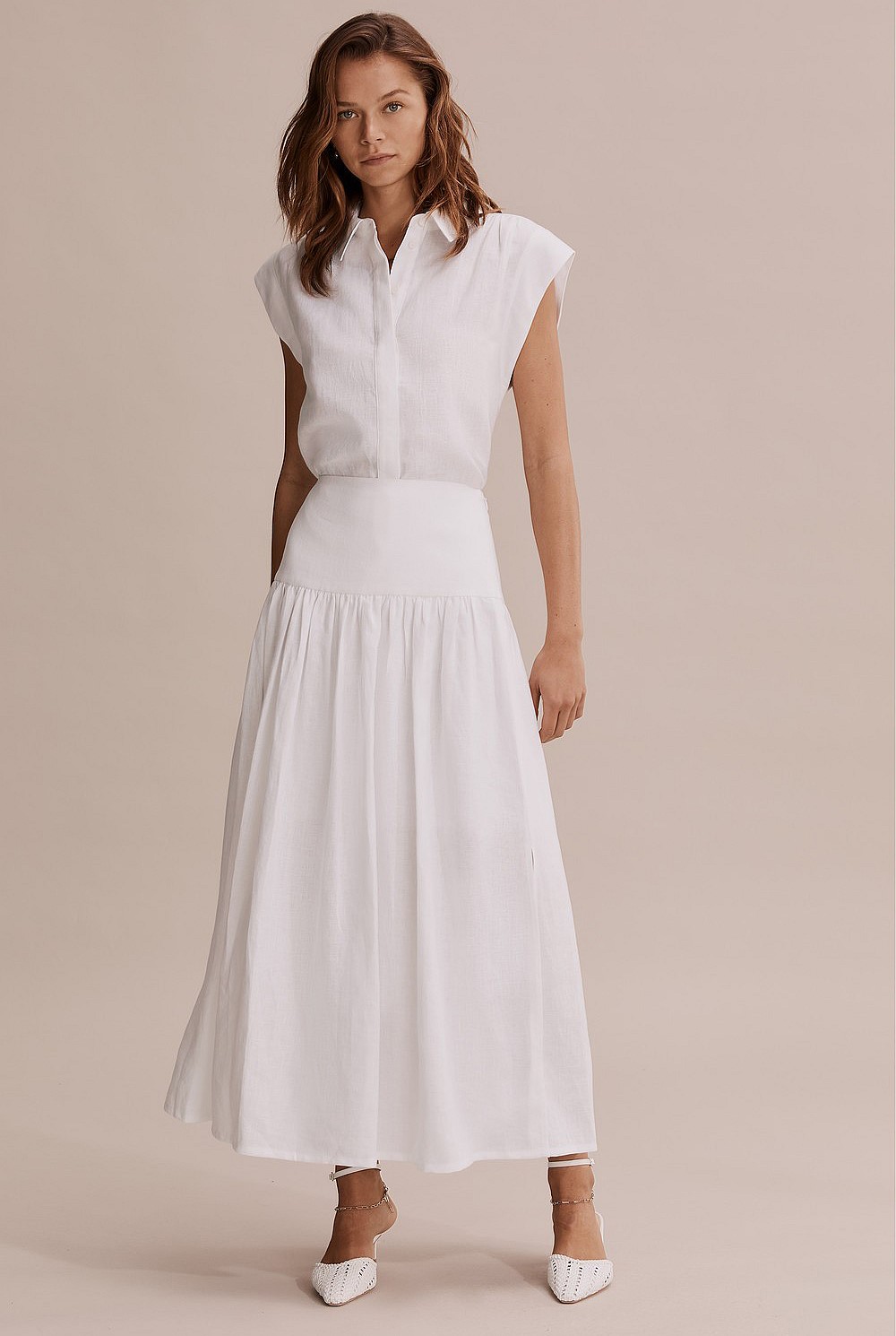 Organically Grown French Linen Basque Maxi Skirt