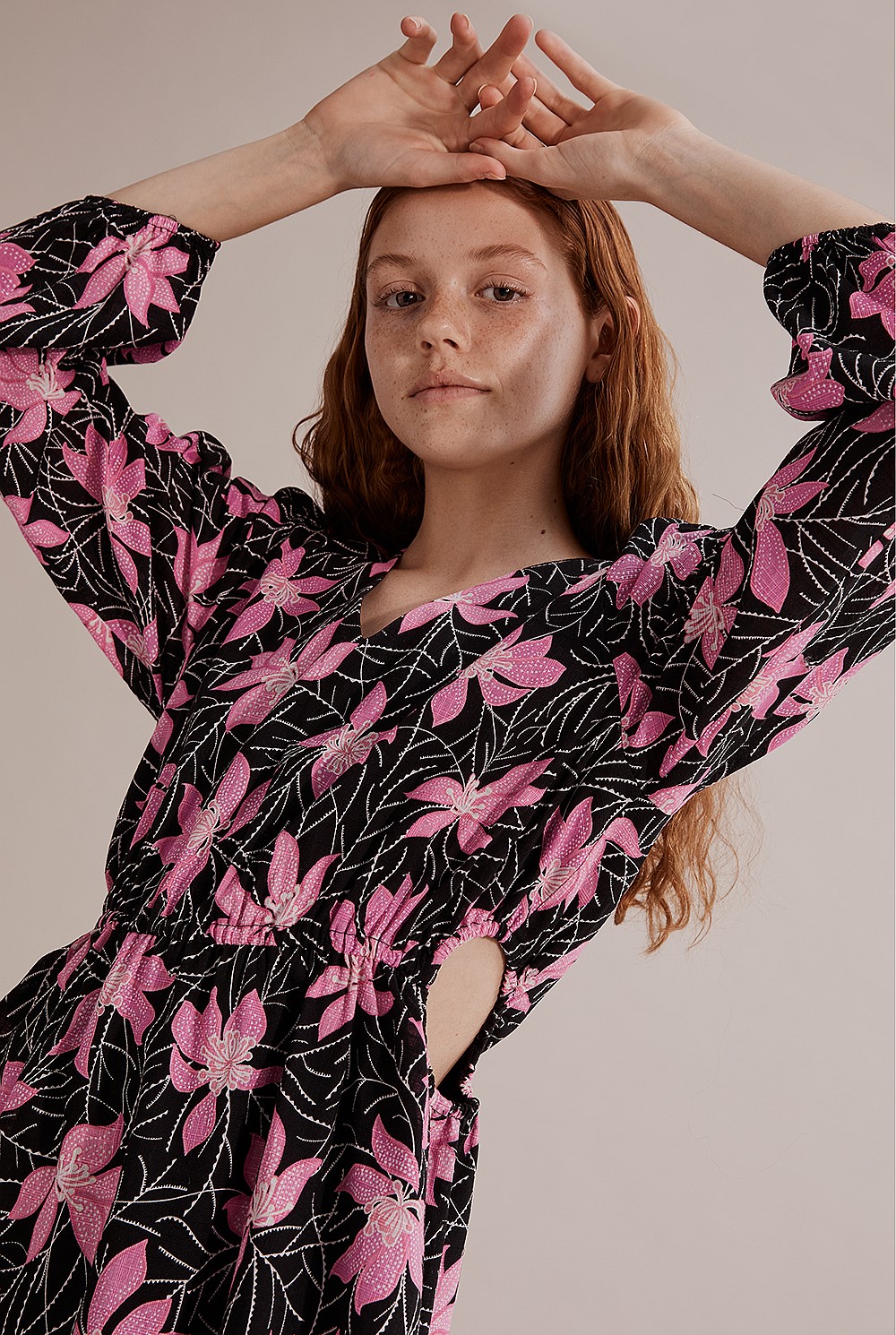 Teen Flower Textured Dress