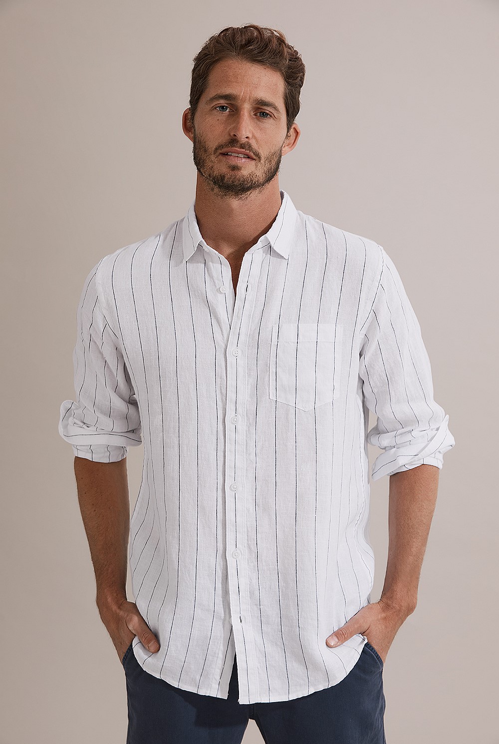 Regular Fit Linen Stripe Shirt