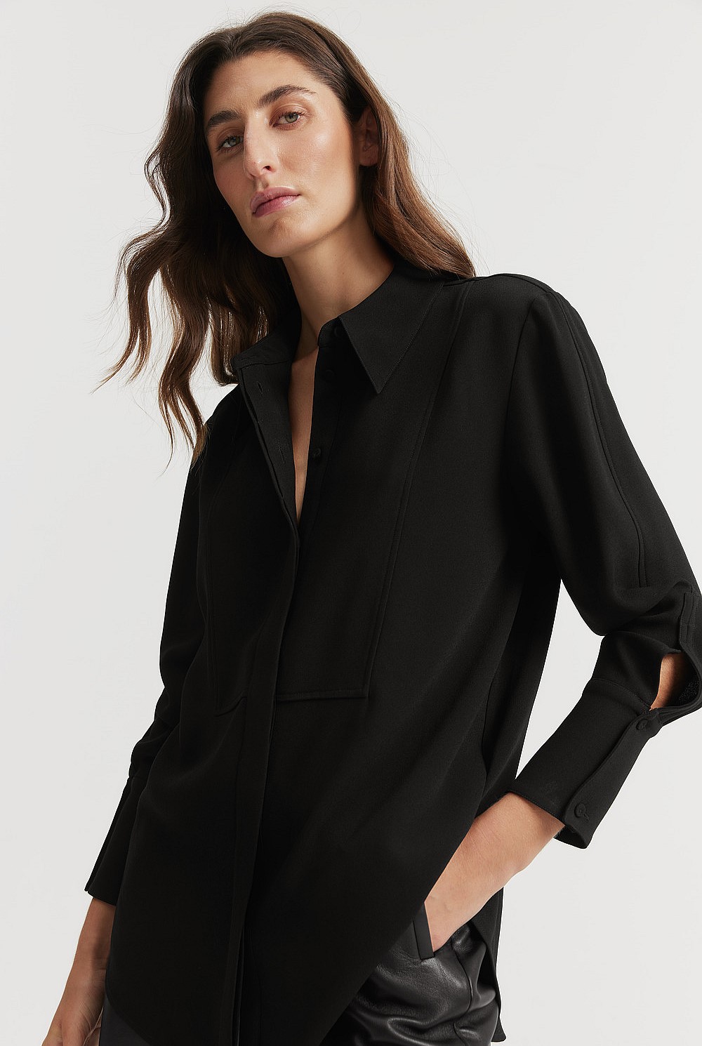 Longline Crepe Shirt