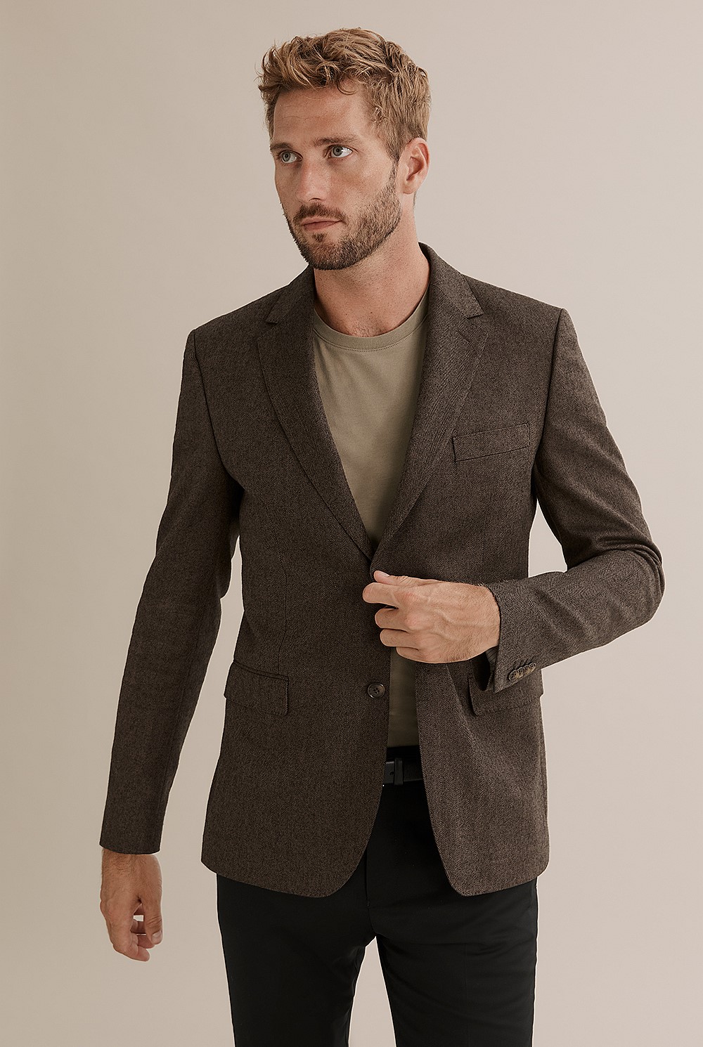 Regular Fit Herringbone Tweed Blazer