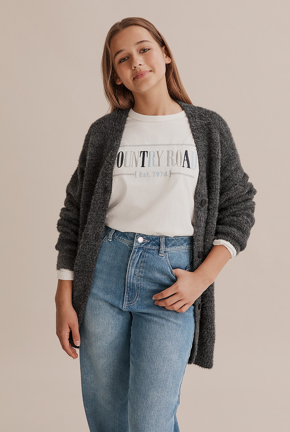 Teen Fluffy Ombre Cardigan