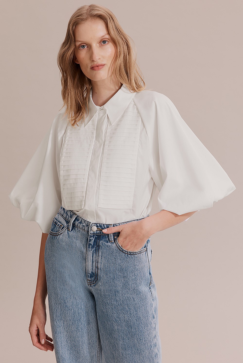 Poplin Blouson Blouse