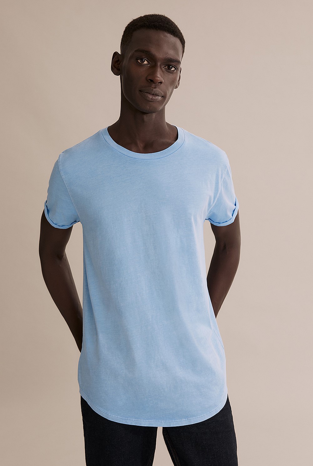 Australian Cotton Short Sleeve Longline Garment Dyed T-Shirt