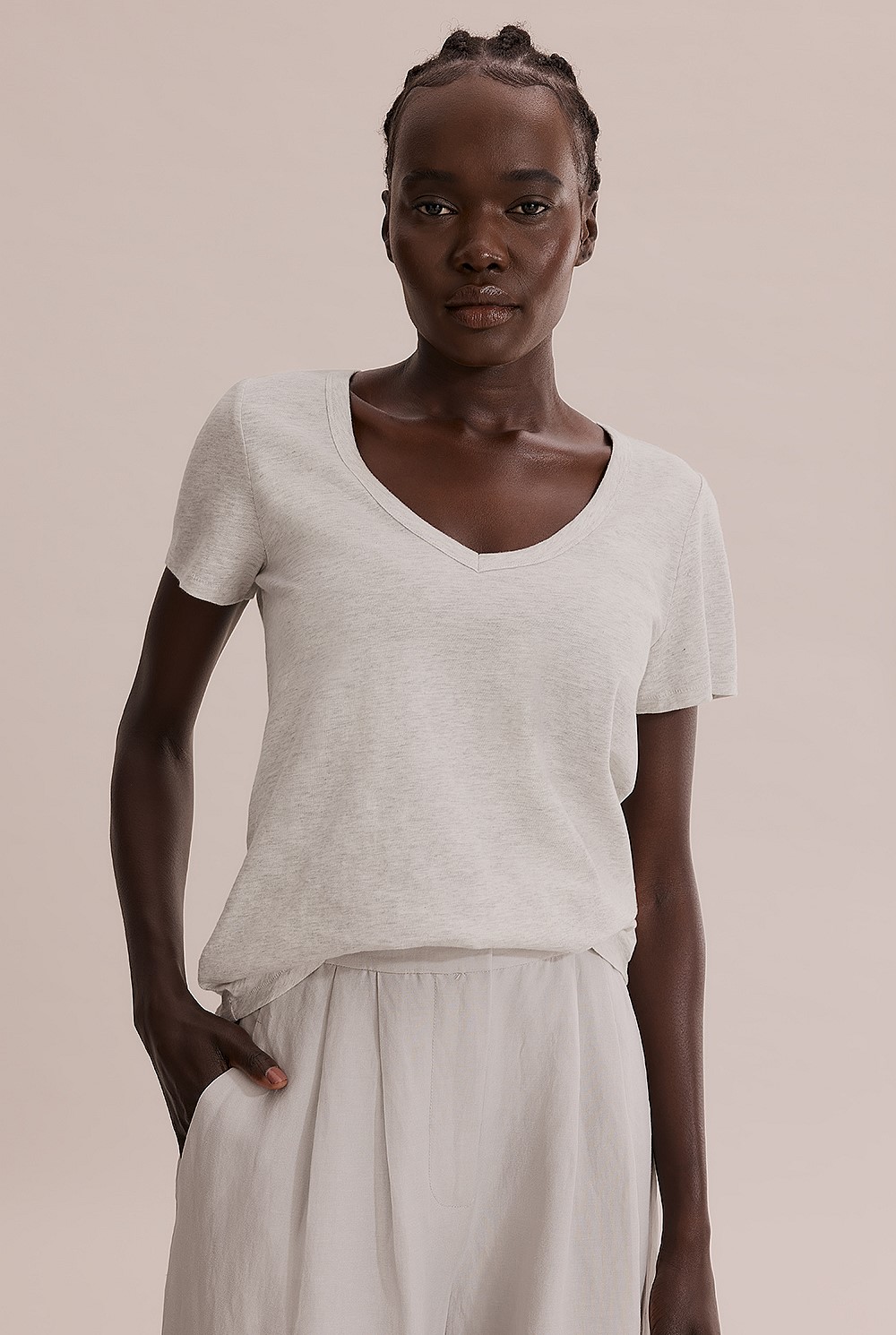 Australian Cotton Slub V-Neck T-Shirt