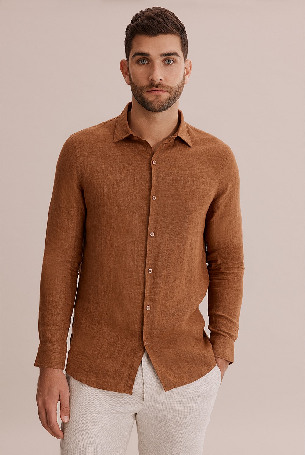 Tailored Fit Organically Grown Delave Linen Shirt