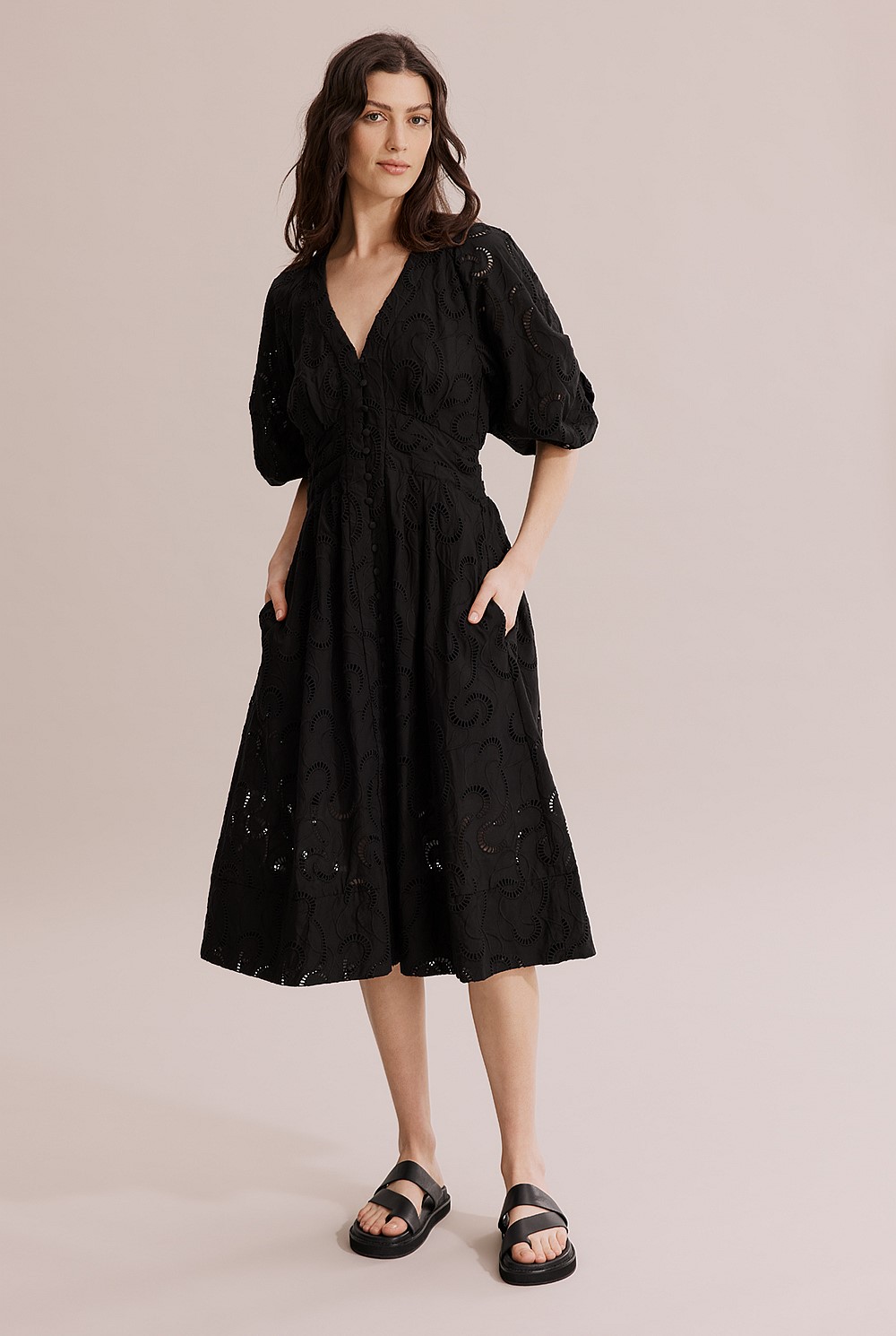 Broderie Midi Dress