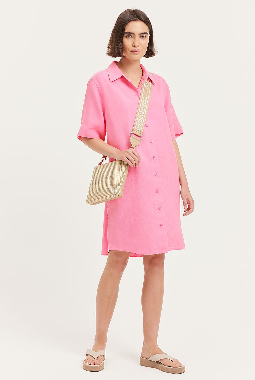 Linen Short Sleeve Linen Dress