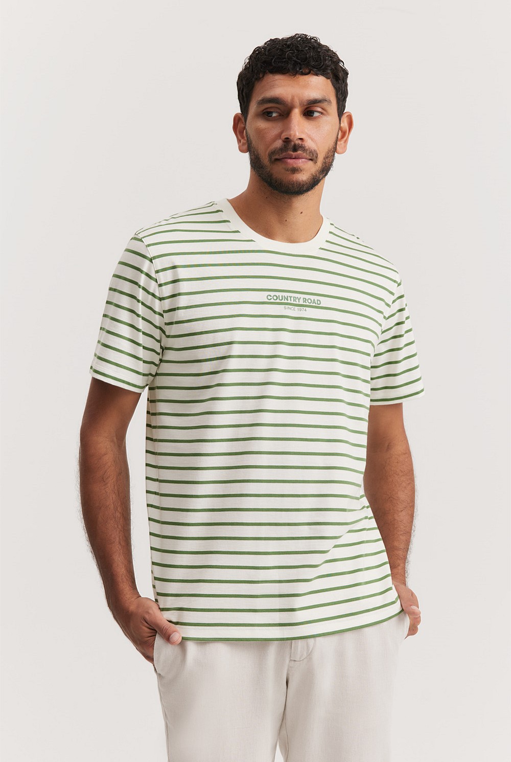 Australian Cotton Modern Logo Stripe T-Shirt