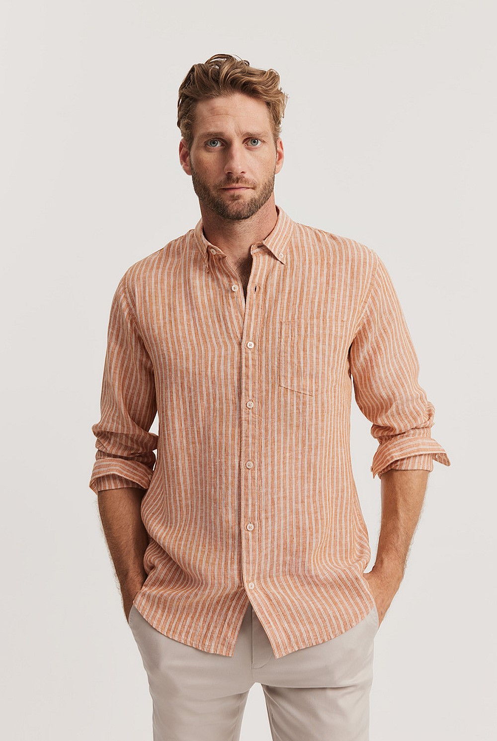 Regular Fit Linen Stripe Shirt