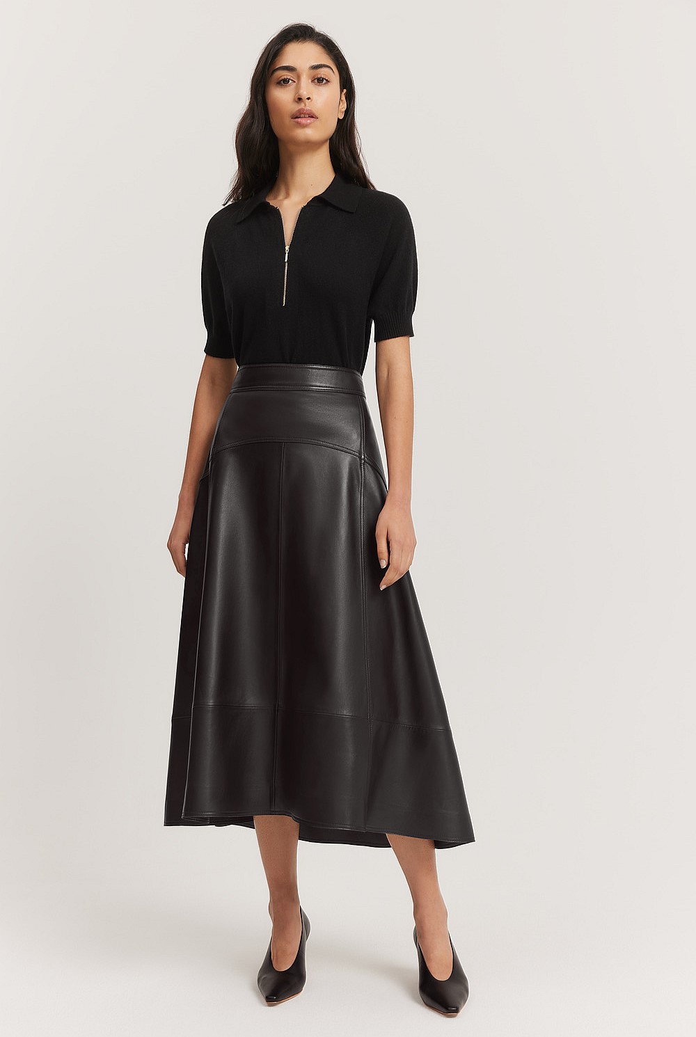 Leather A-Line Skirt