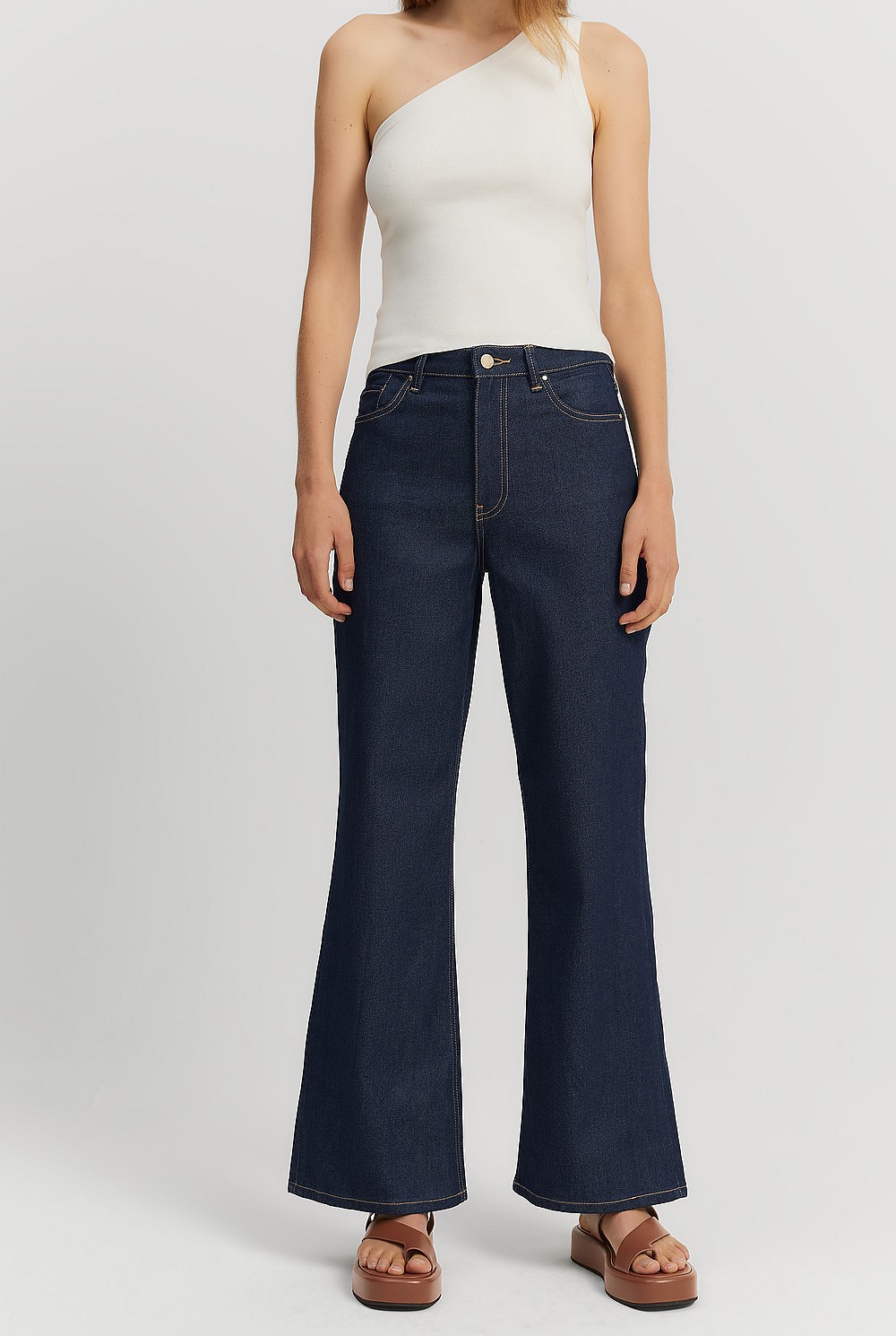 Cotton Blend Super High Rise Wide Leg Jean