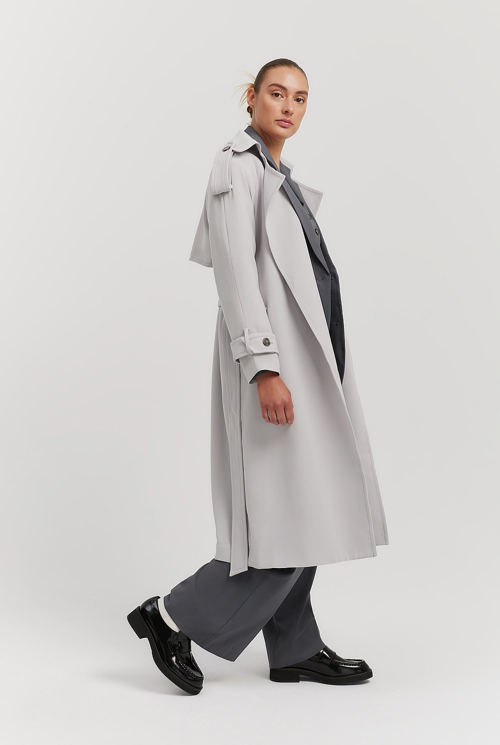 Button Detail Trench Coat