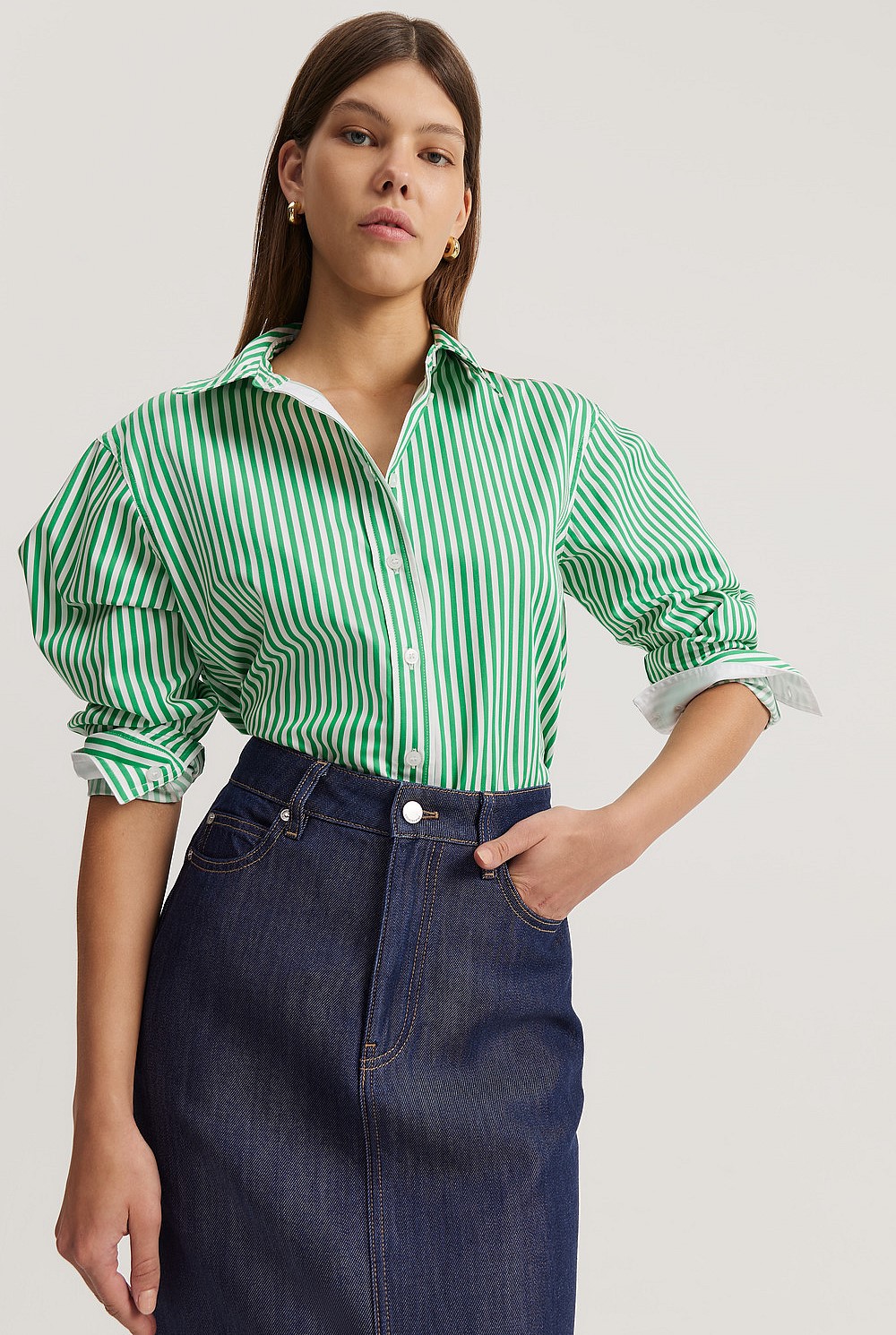 Australian Cotton Stripe Relaxed Oxford Shirt