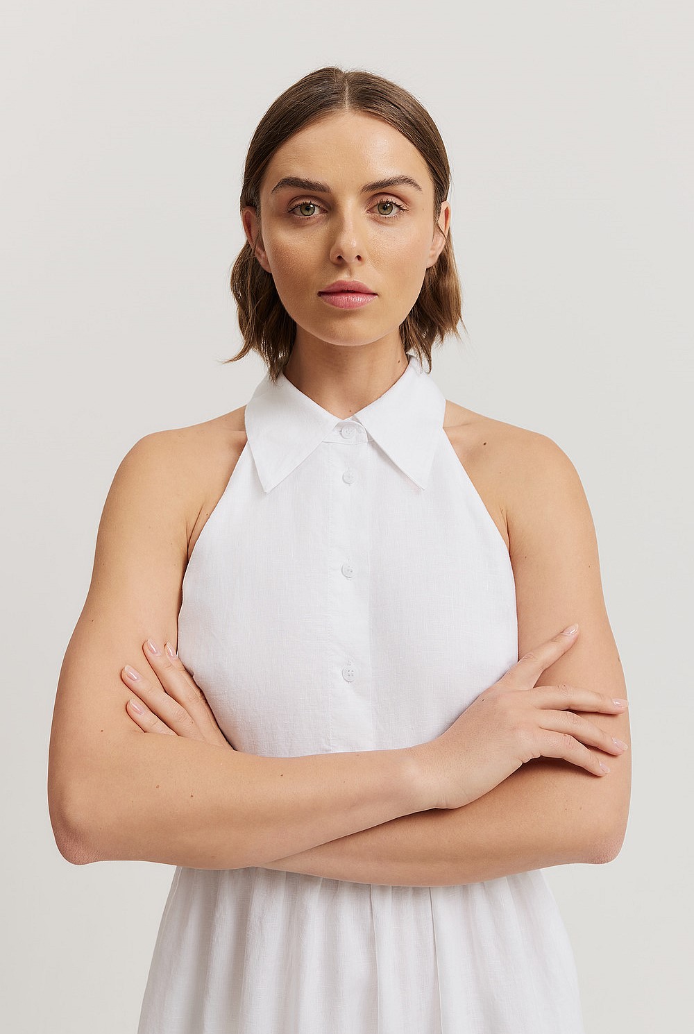 Organically Grown Linen Collared Maxi Dress