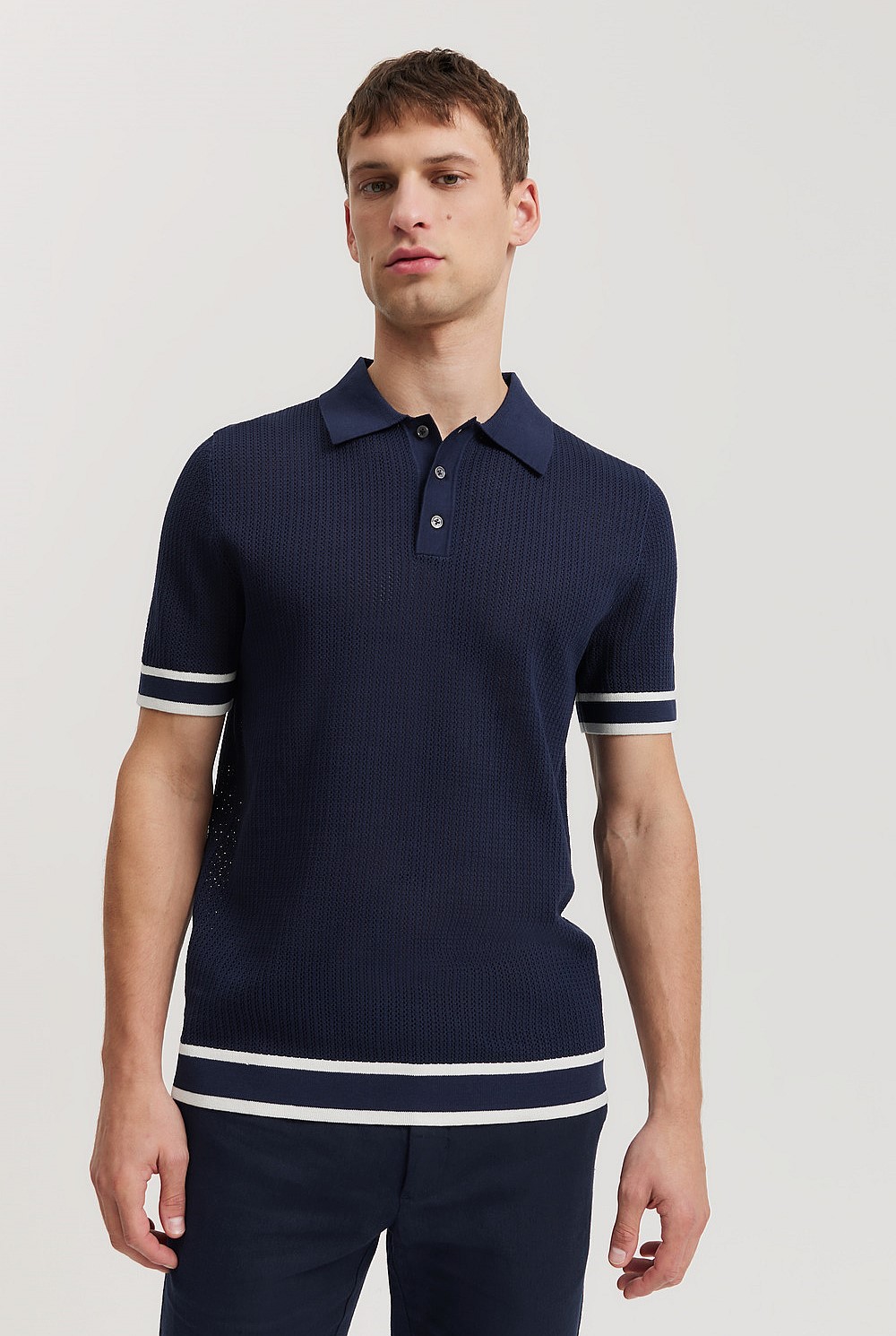 Cotton Silk Textured Stitch Polo