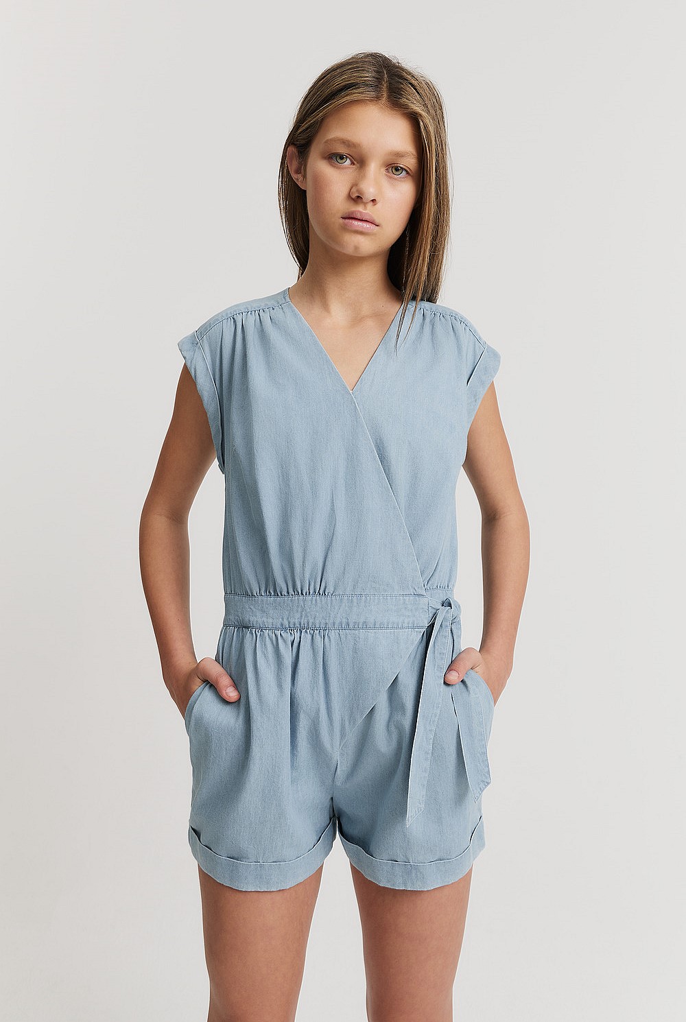 Teen Organically Grown Cotton Tie Wrap Jumpsuit