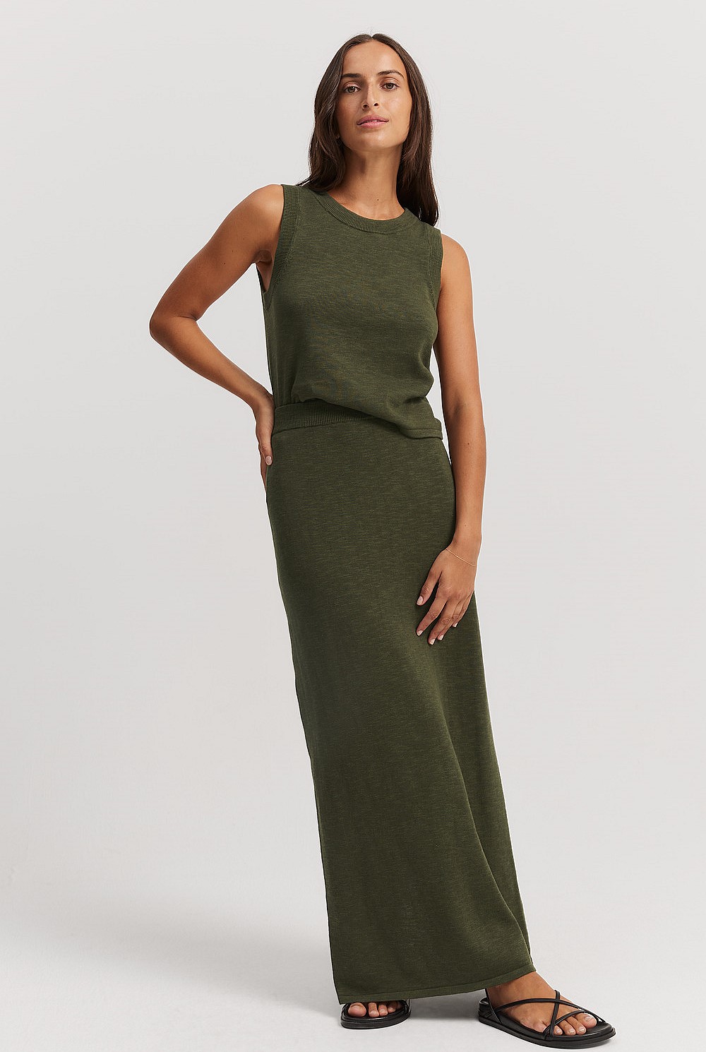 Organically Grown Cotton Linen Maxi Skirt