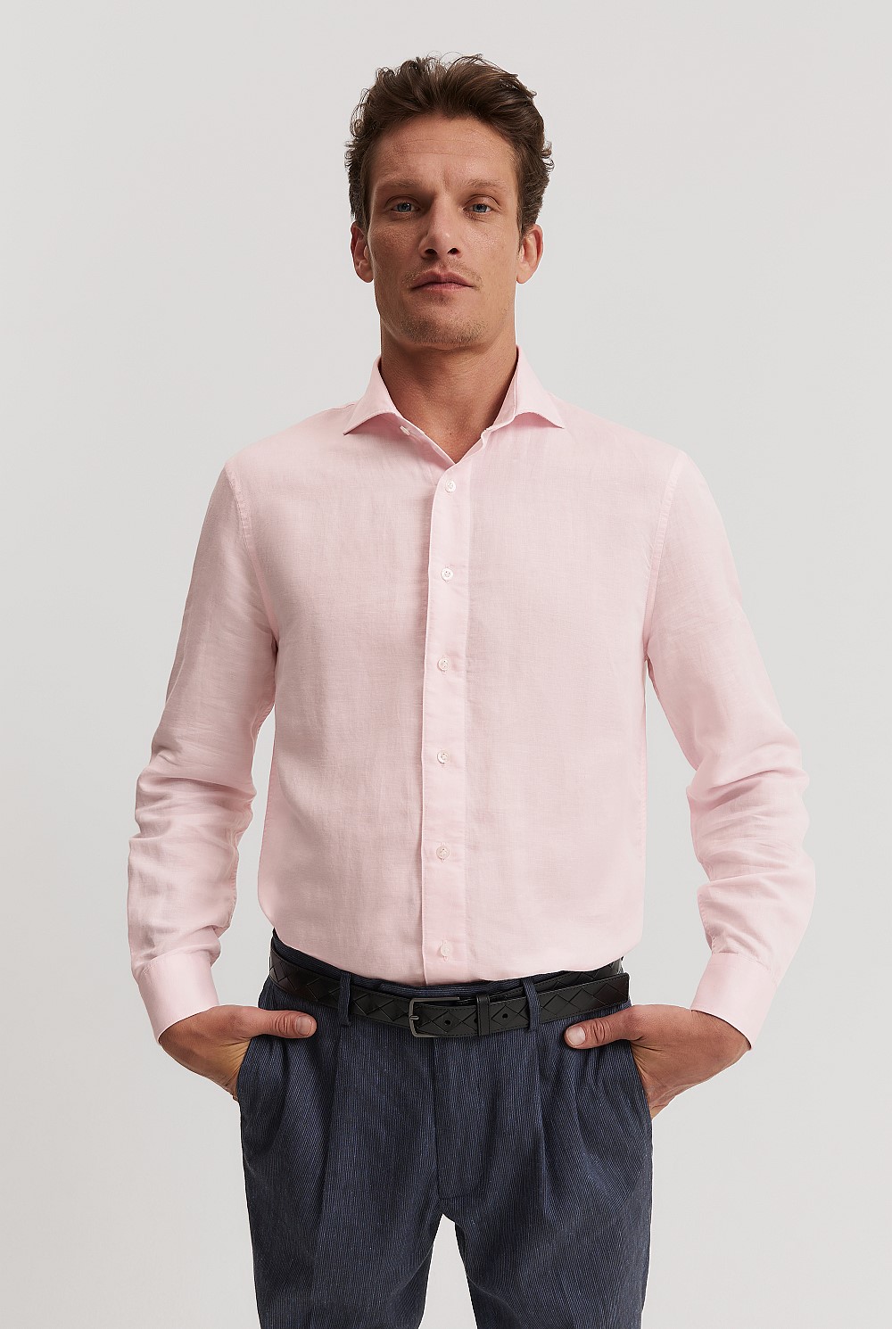 Tailored Fit Cotton Linen Shirt