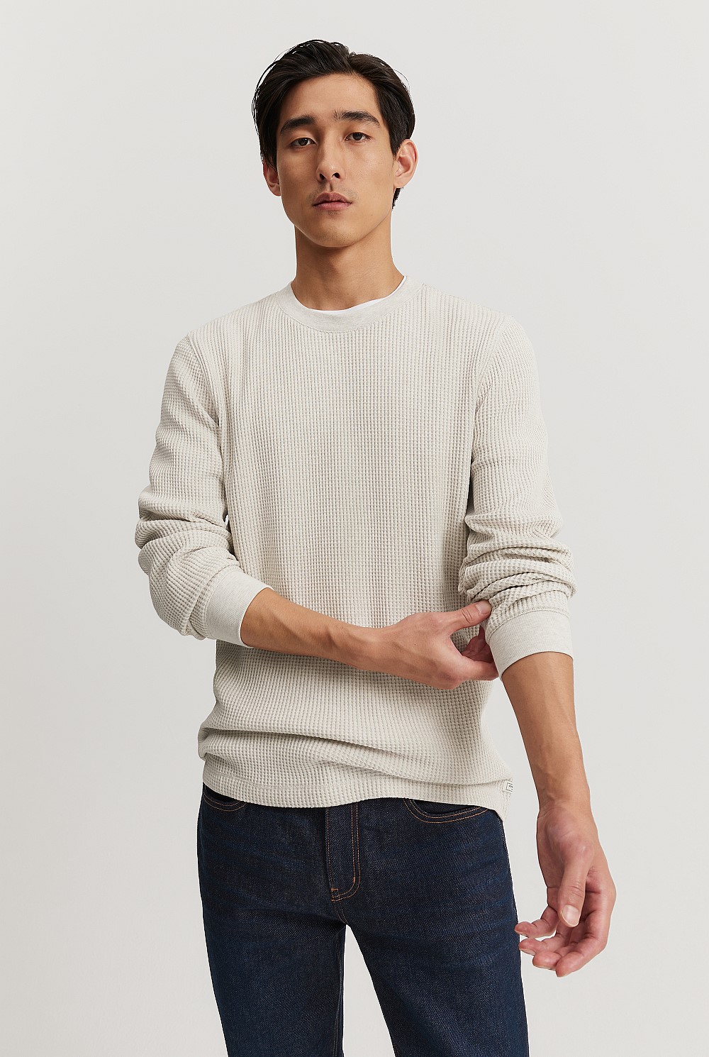 Australian Cotton Waffle Long Sleeve Crew Neck