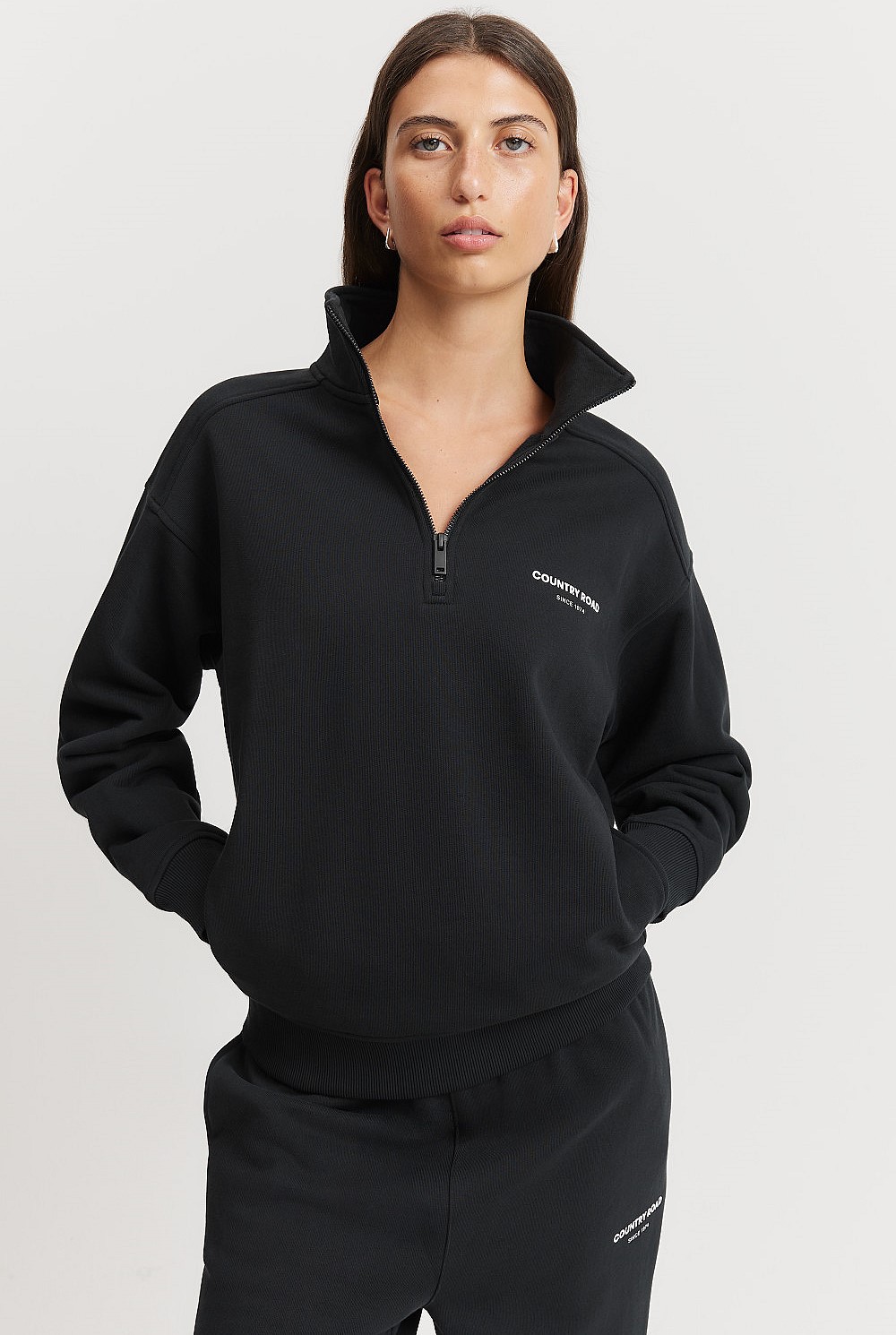 Australian Good Earth Cotton Zip Neck Sweat