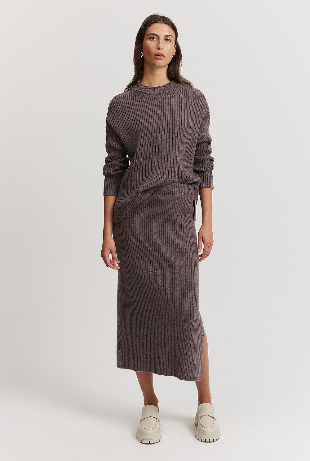 Organically Grown Cotton Cashmere Blend Rib Knit Skirt