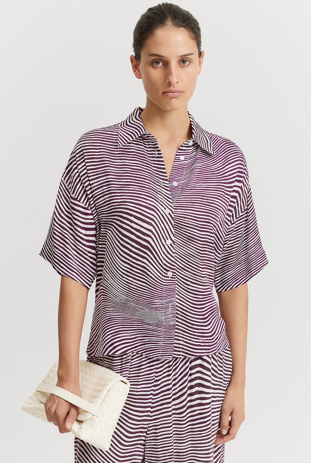 Print Short Sleeve Cupro Shirt