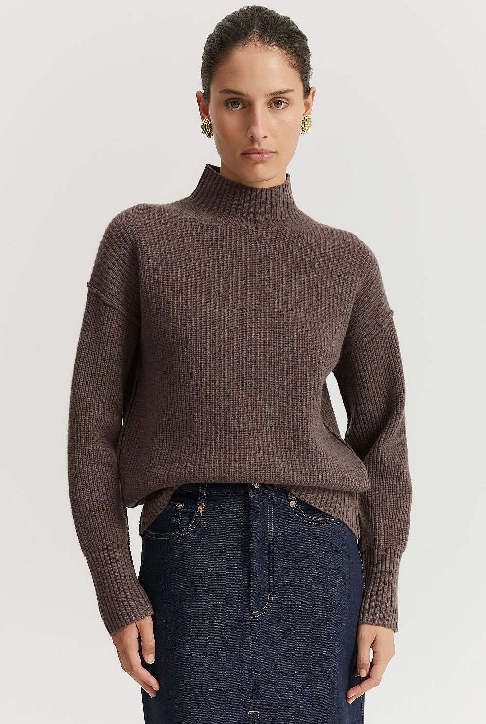 Australian Merino Wool Funnel Neck Knit