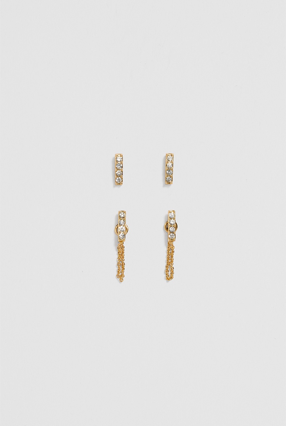 Crystal Bar Stud Earring Pack