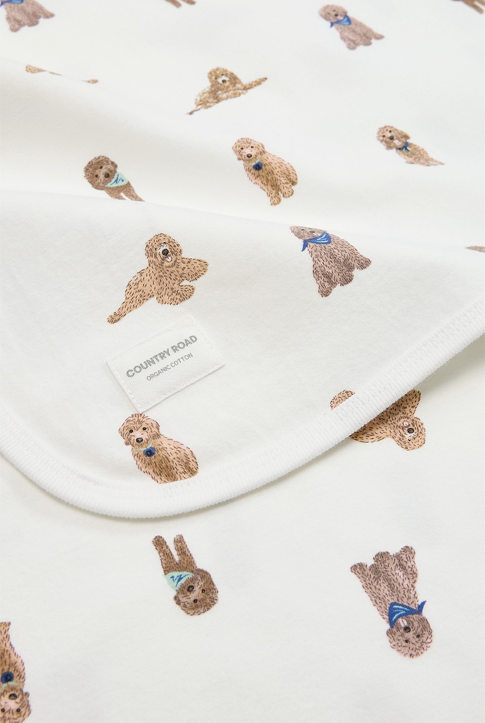 Organically Grown Cotton Puppy Print Blanket