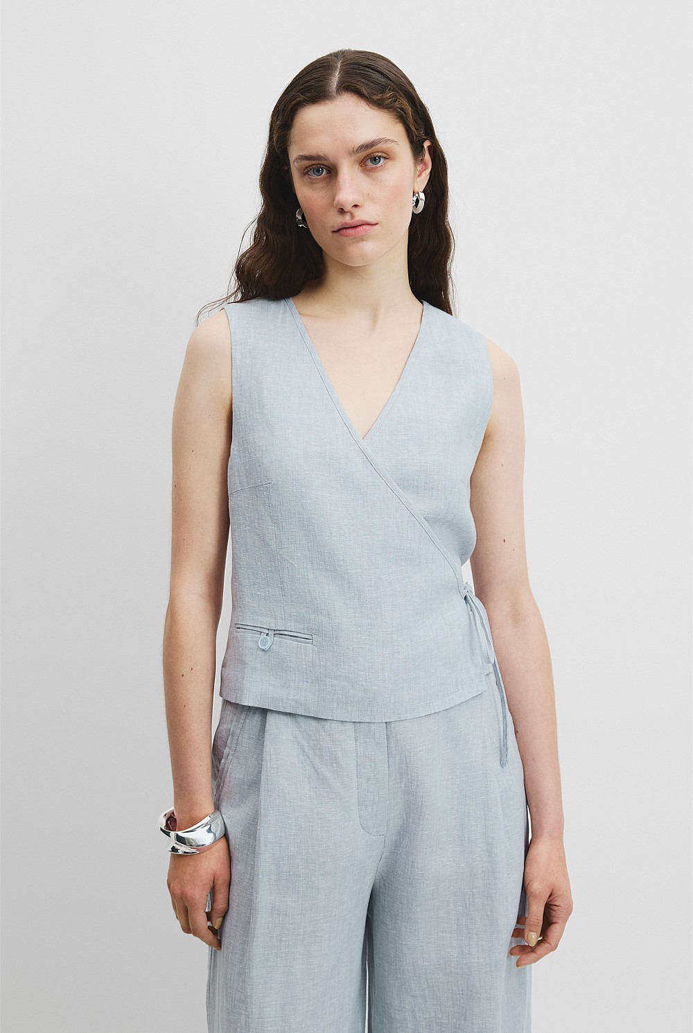 Organically Grown Linen Wrap Vest Top